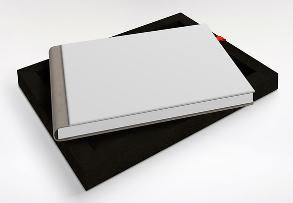 Sample Grey album with Black case and Red Ribbon